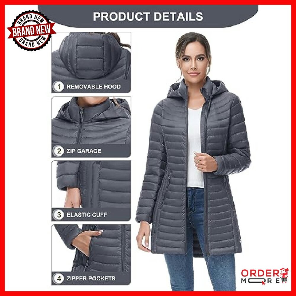 Plus Size Ultra Light Down Jacket Packable Puffer… - image 6
